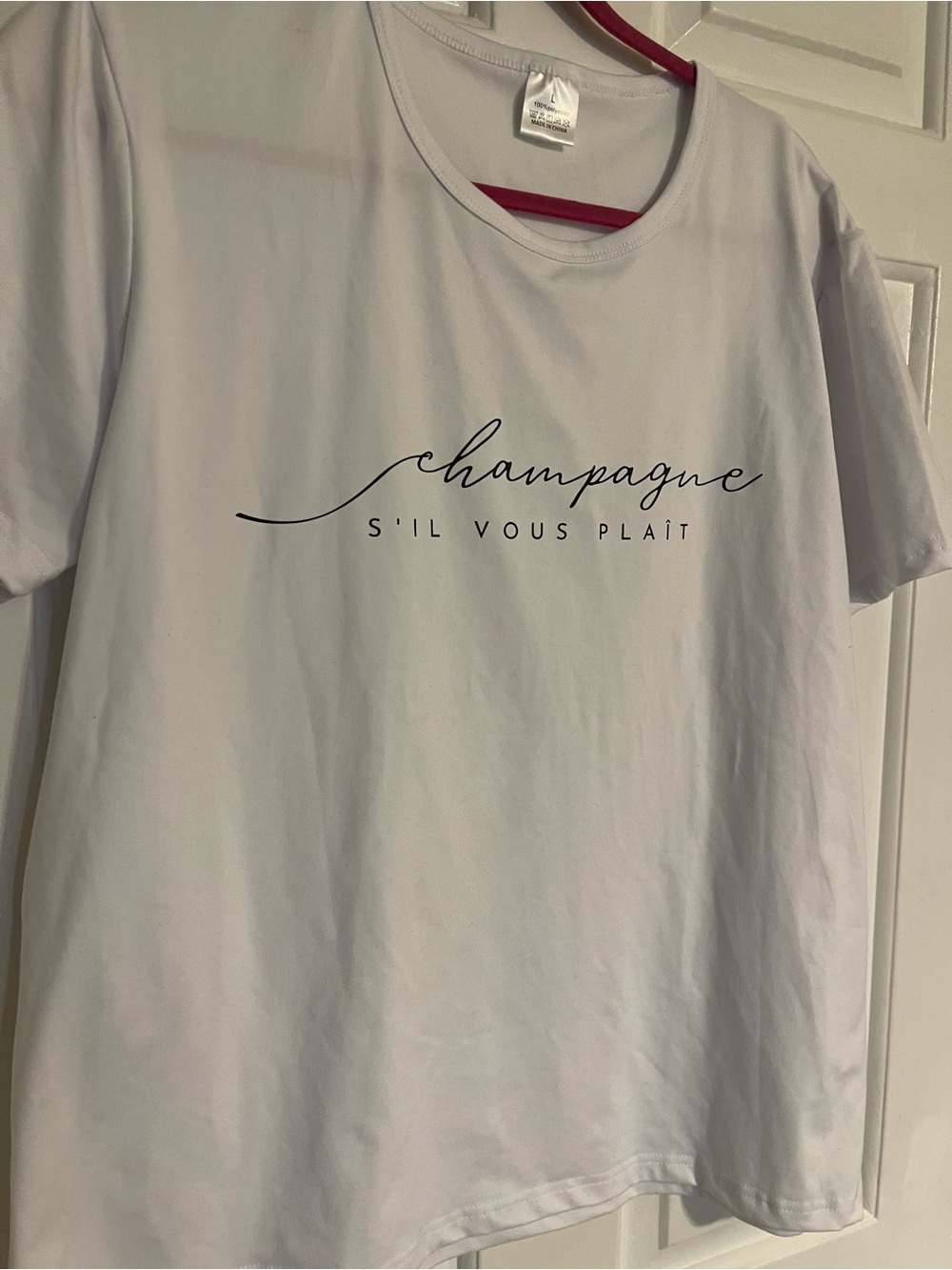 White Tee with "champagne" Script